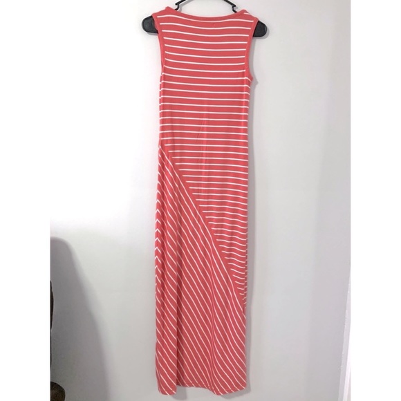 Max Studio Coral Color Striped Long Tank Dress - Picture 3 of 7